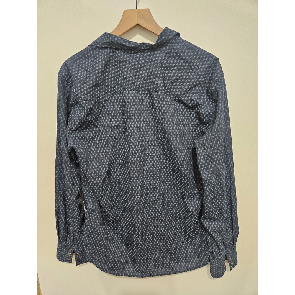 Levis Mens Western Pearl Snap Shirt Blue Geometric Print Long Sleeve 3LDLW2351 L - Picture 7 of 7